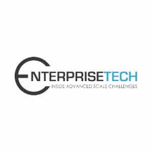 Logo for EnterpriseTech with a stylized E in black. The text reads EnterpriseTech with Enterprise in gray and Tech in light blue. Below, the phrase Inside Advanced Scale Challenges is written in smaller gray text.