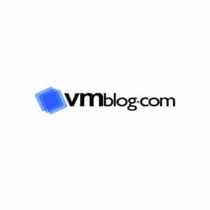 Logo of vmblog.com featuring the text vmblog.com in black and blue lowercase letters, with a blue, translucent cube design to the left of the text.
