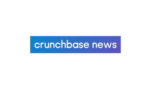 Logo reading crunchbase news in lowercase white letters on a horizontal blue to purple gradient rectangle.