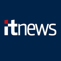Logo with the text itnews in white lowercase letters on a dark blue background. The i has a red dot, adding contrast to the design.