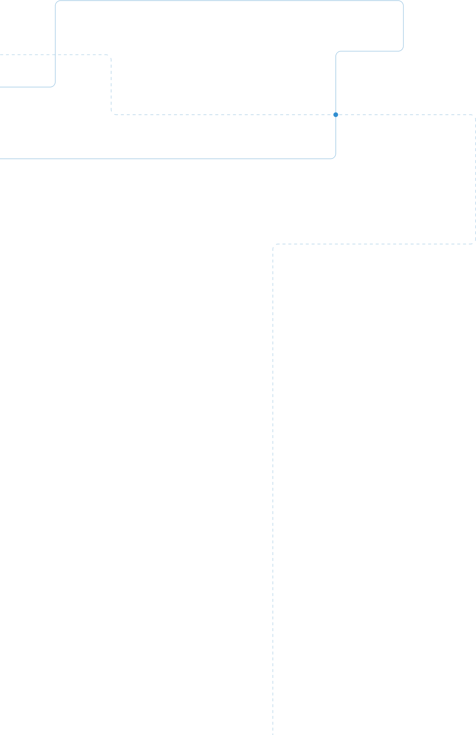 A black background with three thin, blue lines weaving across the space. The lines create a geometric, abstract pattern with smooth curves and angles, with each line intersecting at different points.
