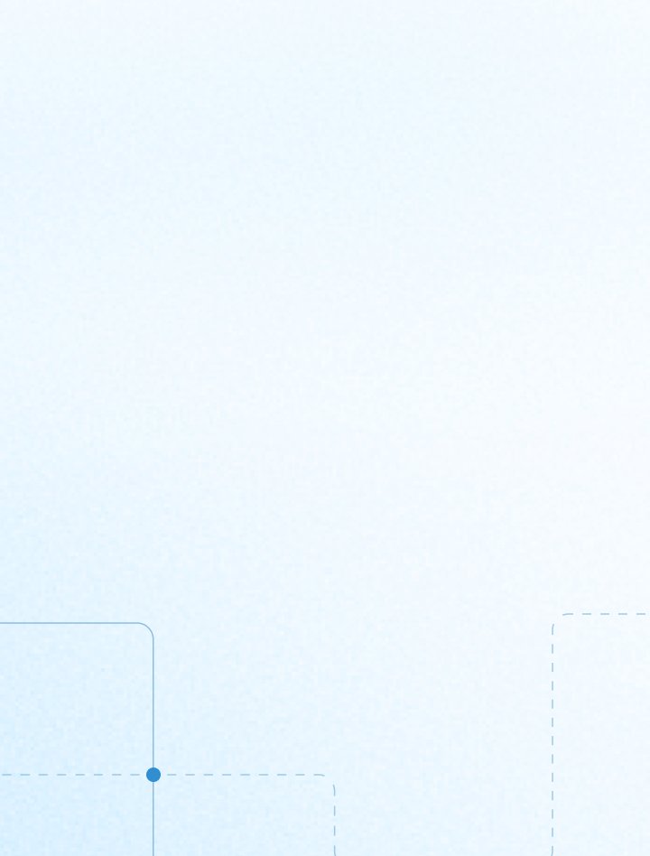A light blue, minimalistic background with faint outlines of squares and a single small blue dot on the lower left. The design creates a sense of calm and simplicity.