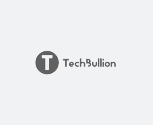 Logo featuring a gray circle with a white T inside, followed by the word TechBullion in gray text. The subtle background evokes the expansive feel of a Savanna, adding an element of wild innovation to the design.