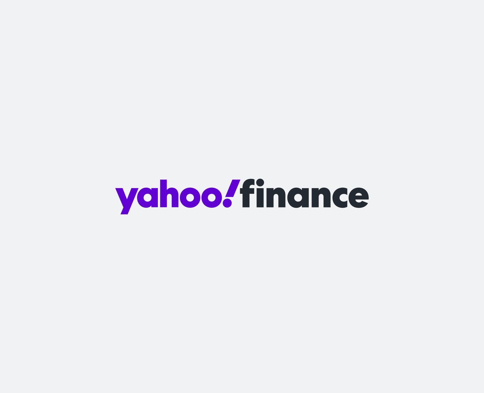 Logo of Yahoo Finance with yahoo! in bold purple text and finance in black text on a light gray background.