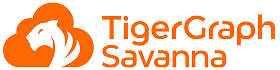 Logo displaying an orange stylized tiger head inside an abstract shape on the left. Next to it, the text TigerGraph Savanna is written in bold orange letters.