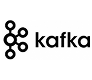 Black Apache Kafka logo with a network-like icon of connected circles on the left and the word kafka in lowercase letters to the right, all on a light gray background.