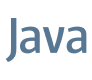 The word Java is written in large, blue-gray letters on a light gray background.